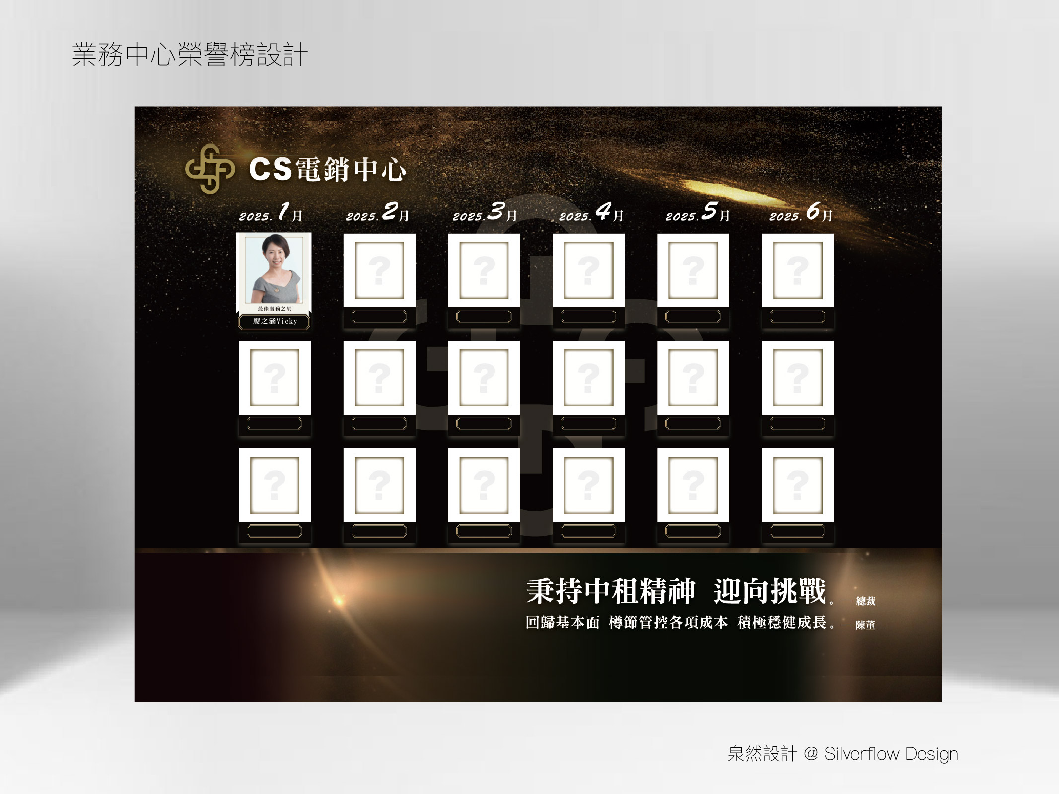 辦公室形象牆大圖輸出設計 - 中租 CS 電銷中心榮譽榜視覺規劃 - 泉然設計
